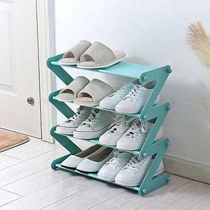 MS MODSTYLE 4 Layer Z Type Lightweight Space Saving Shoe Organizer Rack for Home and Office Plastic Collapsible Shoe Stand