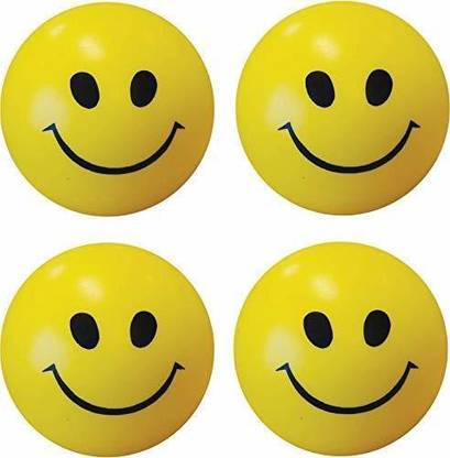 SHARMA BUSINESS Smiley Face Squeeze Ball (Yellow) ( Set of 4) extra soft  - 60 mm