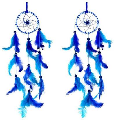 lucky dream crafts 3 INCH BLUE DREAM CATCHER SET OF 2 Feather Dream Catcher