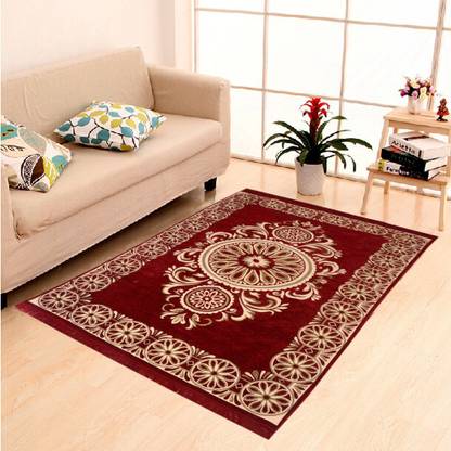 Home Elite Maroon Chenille Carpet