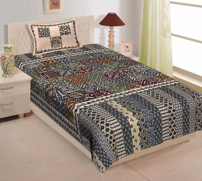 DANEVA FAB 144 TC Cotton Single Printed Flat Bedsheet