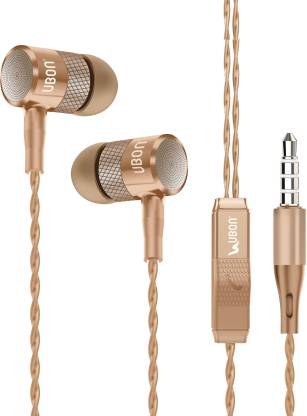 Ubon Metal Universal Earphone GT-43A | Wired With Mic, Golden Wired Headset