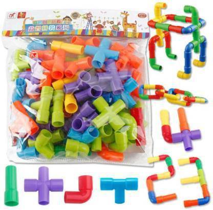 Smartcraft Tubular Spout Construction Building Blocks Set, Fun Educational STEM Building Construction Toys with Wheels And Parts. PIPE CONSTRUCTION AND CREATIVITY MAKING PIPE BLOCKS. (Multicolor)
