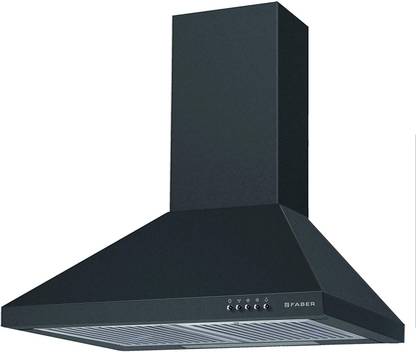 FABER HOOD CONICO PLUS BF BK 60,800m3/hr, 2 Baffle Filters Wall Mounted Black 800 CMH Chimney