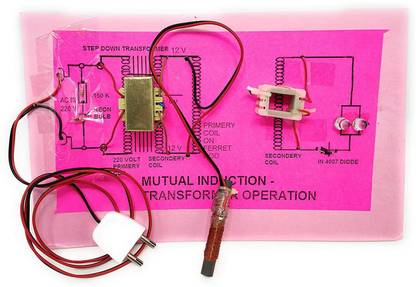 SAI ROBOTIC Demonstration of Mutual Induction, Working of Transformer, Pre-Assembled Kit on Card-Board Base. Ready for Use Project. Alternative Energy Electronic Hobby Kit