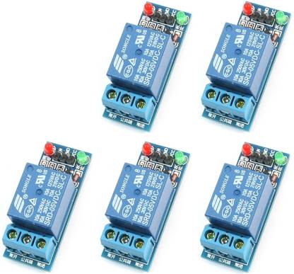 Robotronics 5V One Channel Relay Module Relay Switch with OPTO Isolation High Low Level Trigger Compatible with Arduino Raspberry pi ARM AVR (Pack of 5 ) Electronic Components Electronic Hobby Kit