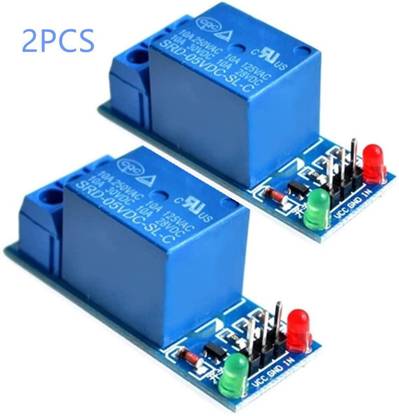 Robotronics 5V One Channel Relay Module Relay Switch with OPTO Isolation High Low Level Trigger Compatible with Arduino Raspberry pi ARM AVR (Pack of 2 ) Electronic Components Electronic Hobby Kit