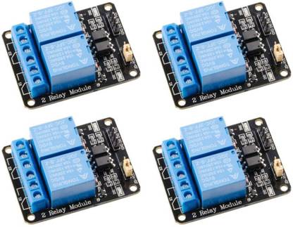 Robotronics 2 Channel DC 5V Relay Module for Arduino UNO R3 DSP ARM PIC AVR STM32 Raspberry Pi with Optocoupler Low Level Trigger Expansion Board (Pack of 4 ) Micro Controller Board Electronic Hobby Kit