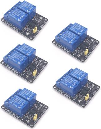 Robotronics 2 Channel DC 5V Relay Module for Arduino UNO R3 DSP ARM PIC AVR STM32 Raspberry Pi with Optocoupler Low Level Trigger Expansion Board (Pack of 5 ) Micro Controller Board Electronic Hobby Kit