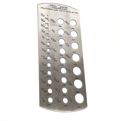 Jaibros JAIBROS Drill Gage inch size 1/16 to 1/2 inch by 64 THS Hole Gauge