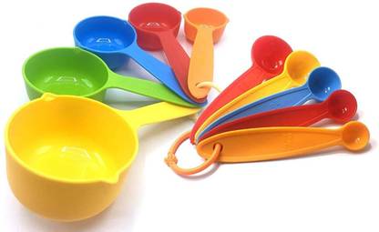 INKULTURE Plastic Premium Baking Measurement Measuring Cups and Spoons Set (Pack of 10) Multicoloured Measuring Cup Set