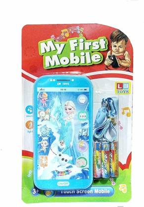MON N MOL Digital Mobile Phone with Touch Screen Feature with Sound Cartoon Characters Musical Mobile Phone Toy Blue Mobile Pack of -1
