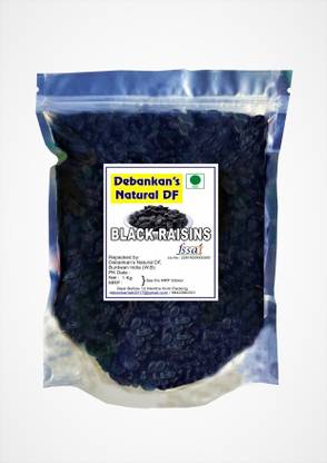 Debankan's Natural DF 1KG Dried Black Raisins/Black Kishmish Raisins