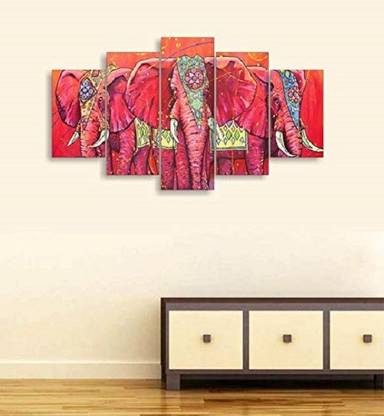 GO HOOKED Digital Printed Multiple Frames Designer Elephant MDF Wall Painting Wall Décor for Living Room, Bedroom, Hotels, Office (Total Size : 75 x 44 cm) Canvas 17.5 inch x 30 inch Painting