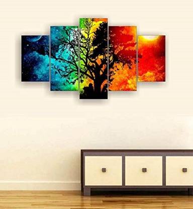 GO HOOKED Digital Printed Multiple Frames Designer Nature MDF Wall Painting Wall Décor for Living Room, Bedroom, Hotels, Office (Total Size : 75 x 44 cm) Canvas 17.5 inch x 30 inch Painting