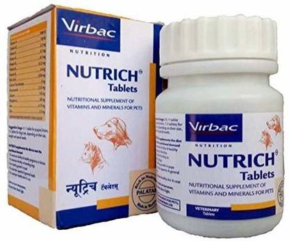 Virbac Nutrich Tablets 60 Tabs, Nutritional Supplement of Vitamins and Minerals for pets Pet Health Supplements