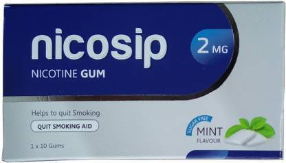 Nicosip Nicotine Gum - 2mg Mint flavour, Pack of 10 - 24 hour patch Smoking Patch (Pack of 10) Smoking Cessations