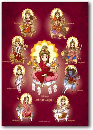 deepikadecor Wall Decor Poster Hindu Godess Durga Nav Devi Avatar Best Quality