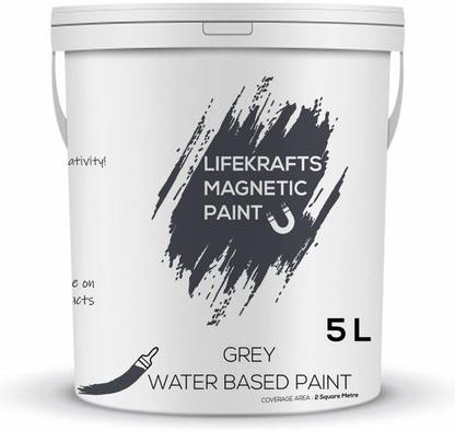 Lifekrafts Magnetic Receptive Wall Paint/Grey Water Based Paint(5 Liter) Grey Functional Wall Paint