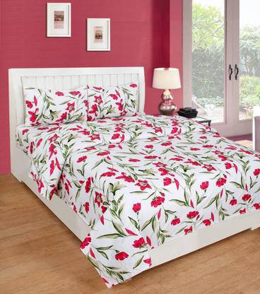 HS CREATIONS Polyester Queen Flat 160 TC Floral Bedsheet
