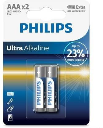 PHILIPS Ultra Alkaline AAA Batteries, Pack of 2  Battery