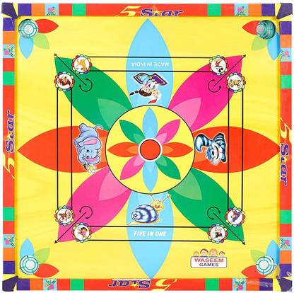 WASEEM GAMES 20inch Carrom Board Game Full Set 20 Plastic Coins, 1 Striker Size Medium 15.24 cm Carrom Board