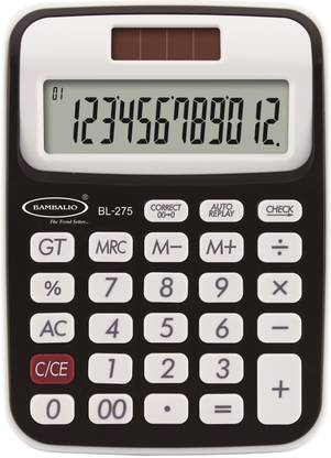 BAMBALIO 12 Digits BL-275 Black Large LC Display 3 Years Warranty Basic  Calculator