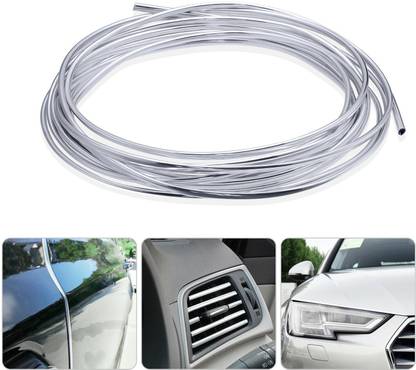 PRTEK Car Edge Guard Protector for Door and Edges ) (Colour-Chrome Silver) Car Beading Roll For Grill and Garnish Cover, Bumper, Door, Window Sill
