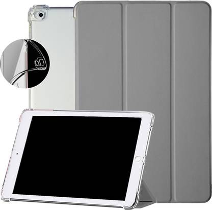 DuraSafe Cases Flip Cover for iPad 5 / 6 & Air 1 / 2 - 9.7" [ A1474 A1566 A1822 A1893 ] TriFold Smart Cover with Clear Back