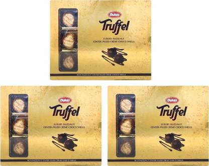 Dukes TRUFFEL LUXURY HAZELNUT CENTER FILLED CREME CHOCO SHELLS 135 GM PACK OF 3 Truffles