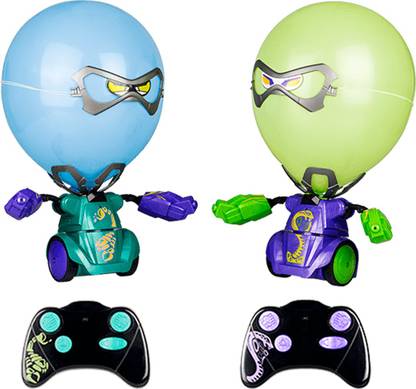 Silverlit YCOO Robo Kombat Balloon Puncher- Style B (Blue & Green); Robo Combat Game; Pack of 2 (Twin Pack); Mixed Color (Blue and Green)