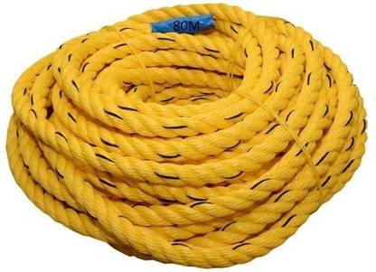 AgriWorld 80M Length 8mm Thickness Twisted Industrial Nylon Rope Multipurpose Utility Line Yellow