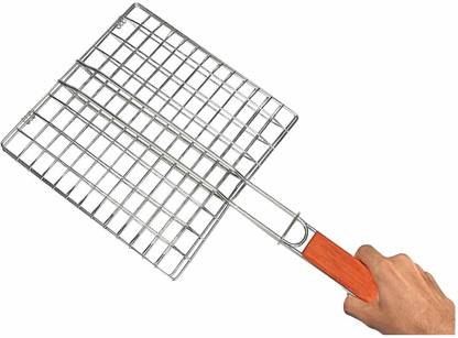 Tornado IronBBQMetalPlatterTraywith4SkewersIronandWoodforservingPaneer Charcoal Grill