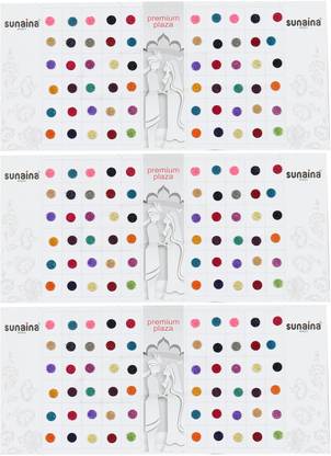 SUNAINA Premium Plaza Multicolor Size -4 Sparkle Bindis FOREHEAD Multicolor Bindis