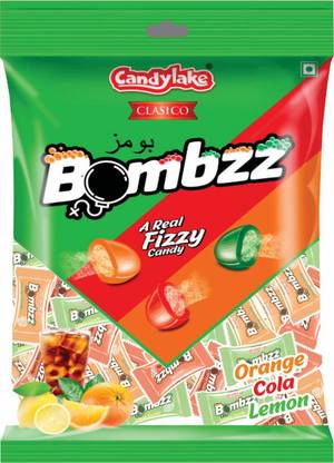 Candylake Clasico Bombzz Candy Cola, Orange, Lemon Candy