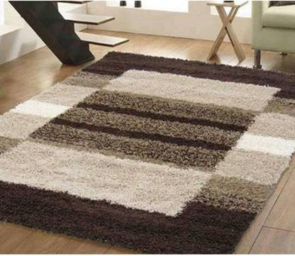 RM Handloom Brown Blended, Polyester Area Rug