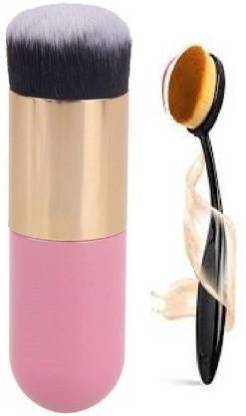 Trivety Super combo of Foundation brush with Oval Makeup Brush (Pack of 2)