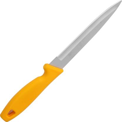 CUBES Kitchen Knife, Stainless Steel Indian Made Vegetable Cutting and Chopping Knife, Straight Edge, 15.5 cm, Yellow Stainless Steel, Polypropylene Fruit Knife