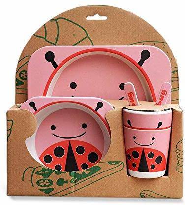 Preili's Pack of 5 Bamboo Insect Design Bomboo Dinner set Dinner Set