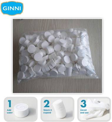 GINNI Magic Tablet Compressed Coin Tissue expanded with water