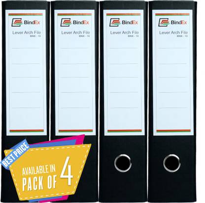 bindex Premium Quality Lever Arch Box File (Black) Pack of 4 Kangaro Clip