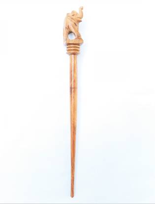 Jain Export Hand carved Elephant Natural wood Colour Bun Stick