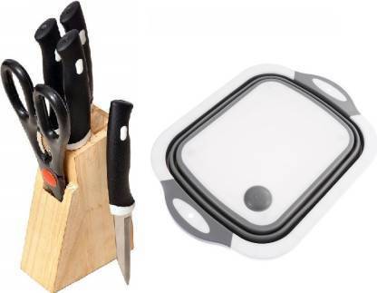 ELIXIR VINI CREATION VC COLLAPSIBLE CUTTING BOARD &KNIFE SET WITH WOODEN STAND Kitchen Tool Set