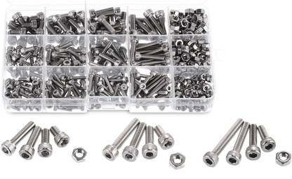 GSK Cut Nut & Bolt Set Stainless Steel Allen Hex Socket Head Cap Screws & Nut 280 pcs, M3/M4/ M5 Kit