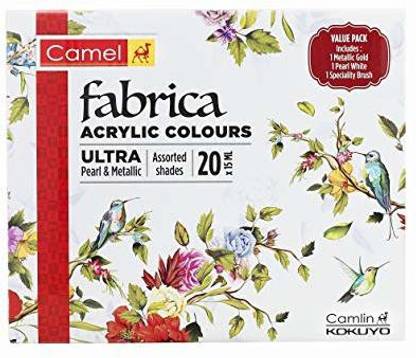Camlin Acrylic Ultra Pearl and Metallic Colour, 15 ml Each -20 Shades