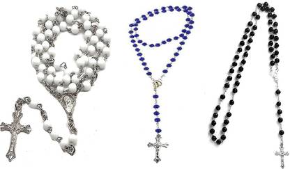 CResha Small Beads Catholic Rosary Necklace for Men and Women Metal Locket