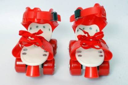 Kmc kidoz Adjustable Roller Skates RED 4 Wheel Skating Shoes for Kids Age Group 4-12 Years Quad Roller Skates - Size  16 CMT. TO 23 CMT. UK