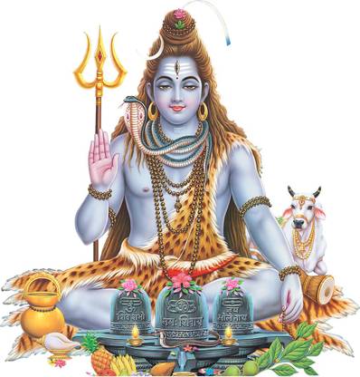god & god's 53 cm Shiv Shankar Wall Sticker Self Adhesive Sticker