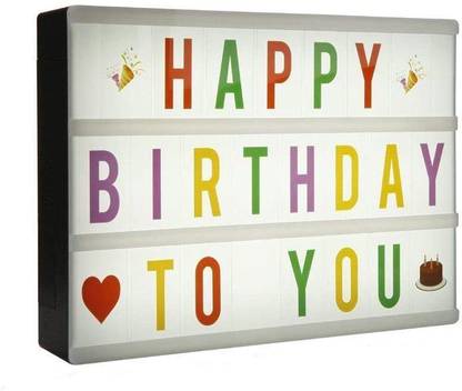 र ह लाइफस्टाइल A5 Size COLOR Led Message Card Light Box with 96 Letters and Symbols for Home Holiday Party Decoration टेबल लैम्प