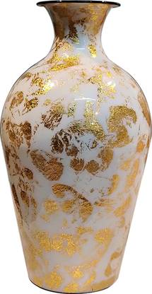 Flipkart Perfect Homes White Gold Iron Vase